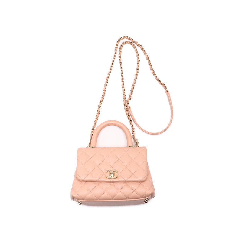 CHANEL Matrasse Coco Mini Handle 2WAY Handbag Caviar S Pink Ladies