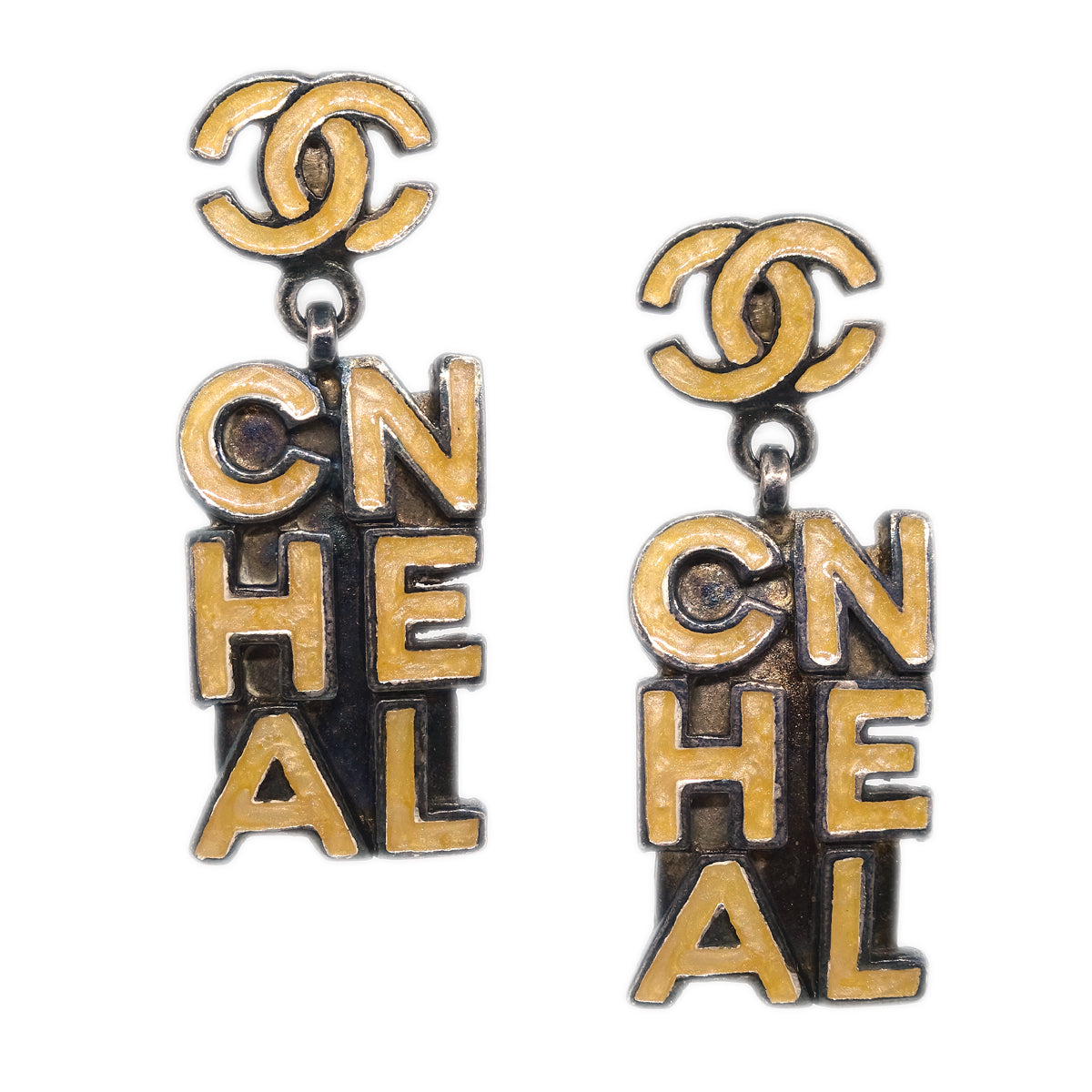 Chanel Dangle Piercing Earrings Beige 00T