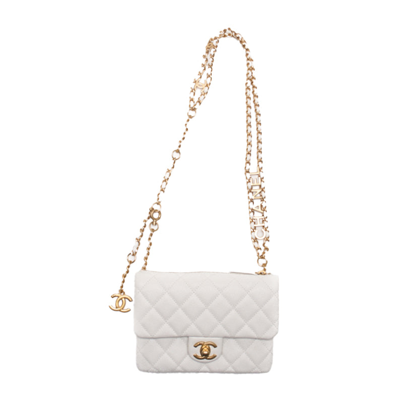 CHANEL CHANEL Matrasse Turn-Lock Coco Charm Chain Waist Bag Caviar S White  West Bag  West Bag Ladies West Bag   Delivery Ladies West Bag Ladies Online