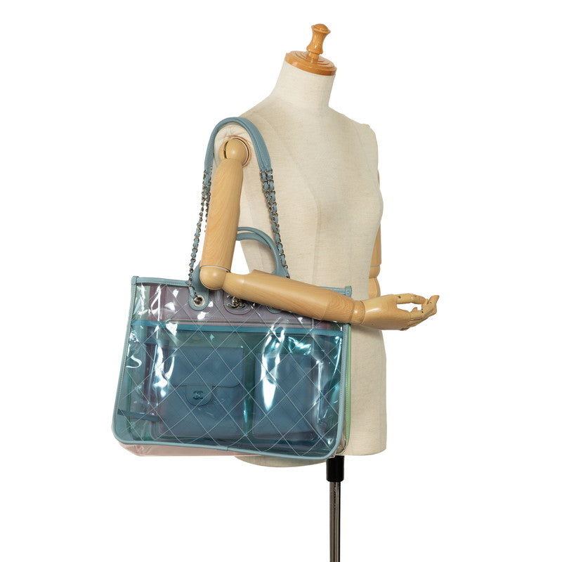 Chanel Matrasse  Bag Pastel  Bag A57411 Blue Green Multicolor Vinyl Leather  Chanel