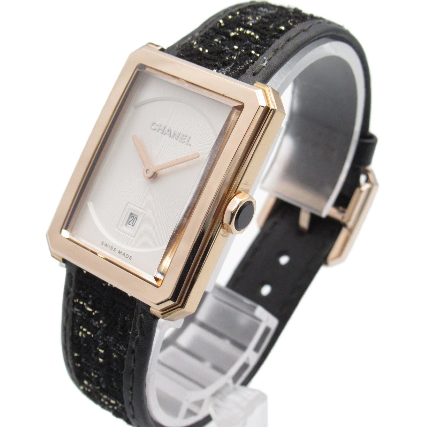 Chanel Girlfriend Tweedey Strap Watch Watch Leather Belt Beige G  White Opal White H5586