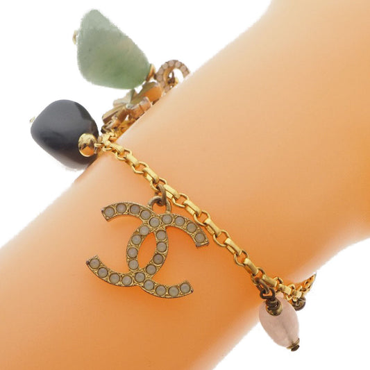 Chanel Chanel Coco Mark Bracelet Clover Color Stone G Mack x Natural Stone French made 2001 Gold 01A  42.8g COCO Mark