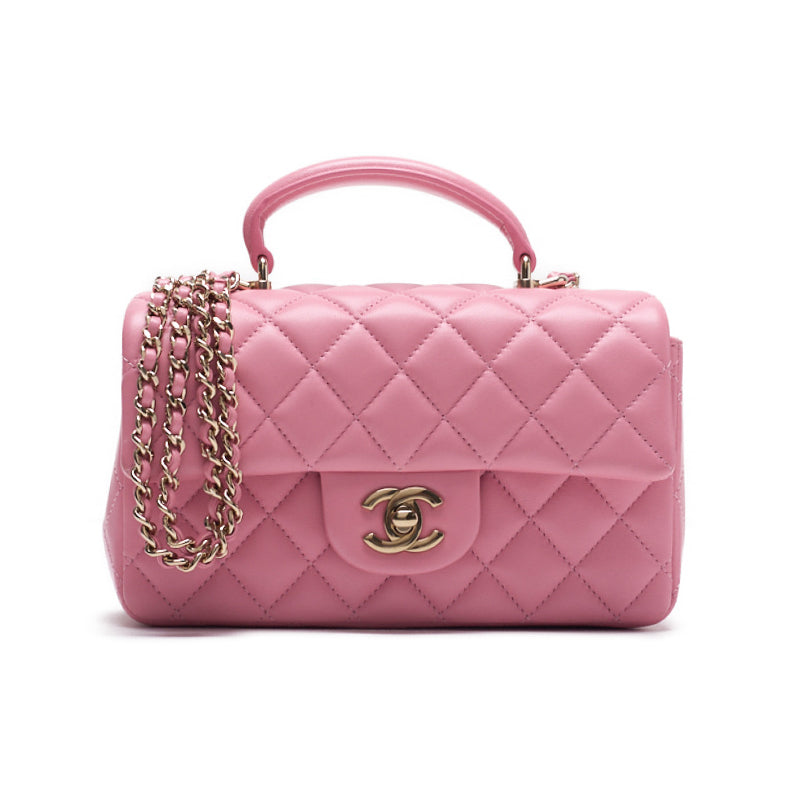 CHANEL Mini Matrasse Coco Handle 2WAY Handbag Pink