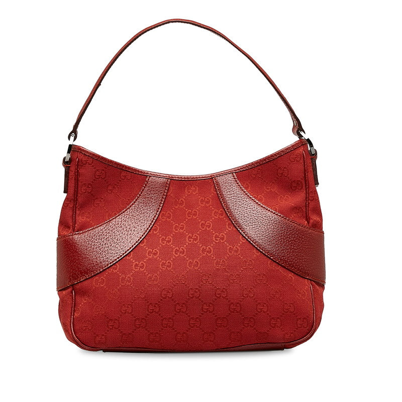 Gucci GG Canvas One Shoulder Bag Handbag 113012 Red Canvas Leather Women's