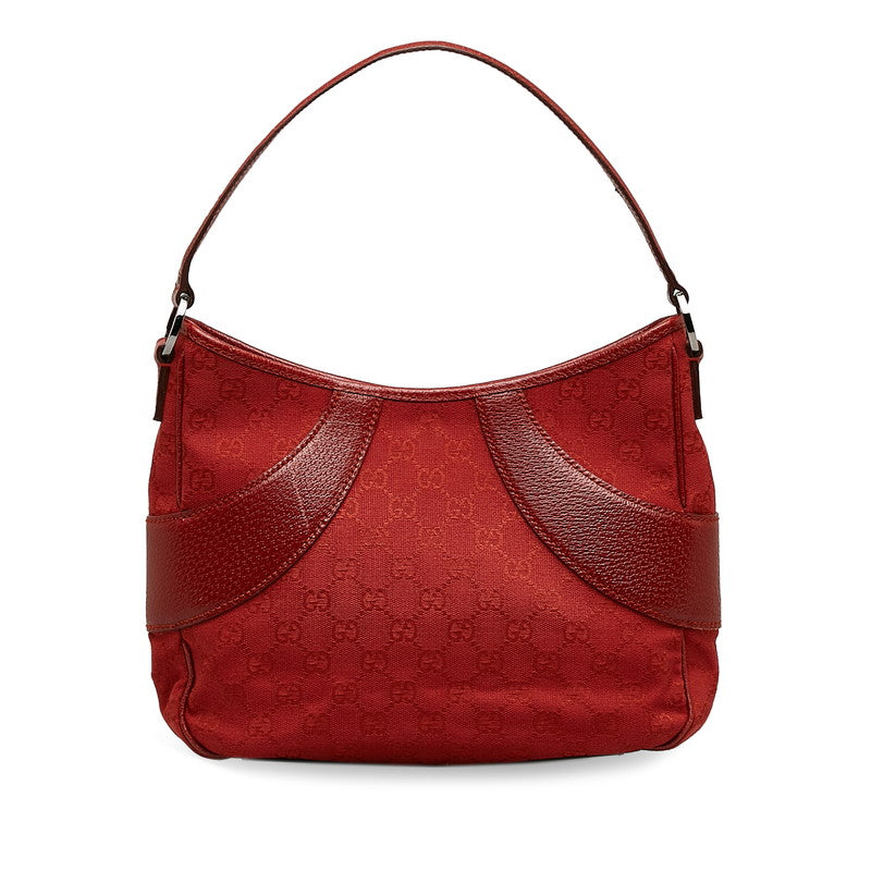 Gucci GG Canvas One Shoulder Bag Handbag 113012 Red Canvas Leather Women's