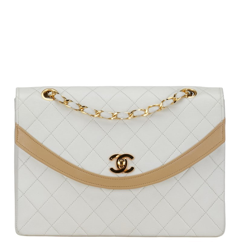 Chanel Matrasse Diana 25 Coco Chain  Chain Handbag White Beige Leather  Chanel