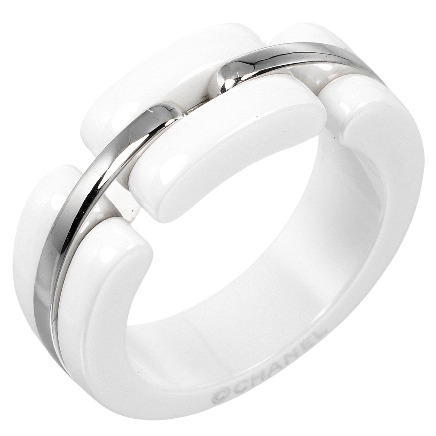 Chanel Ultra Collection 6.5 Ring Ring K18 WG White G White Ceramic  6.34g