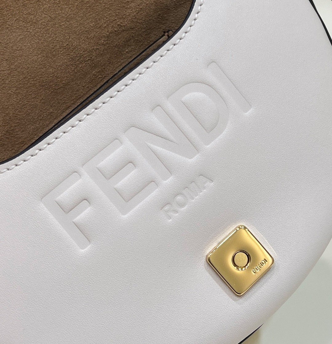 Fendi Moonlight Saddle White Bag For Woman 19cm/7.5in