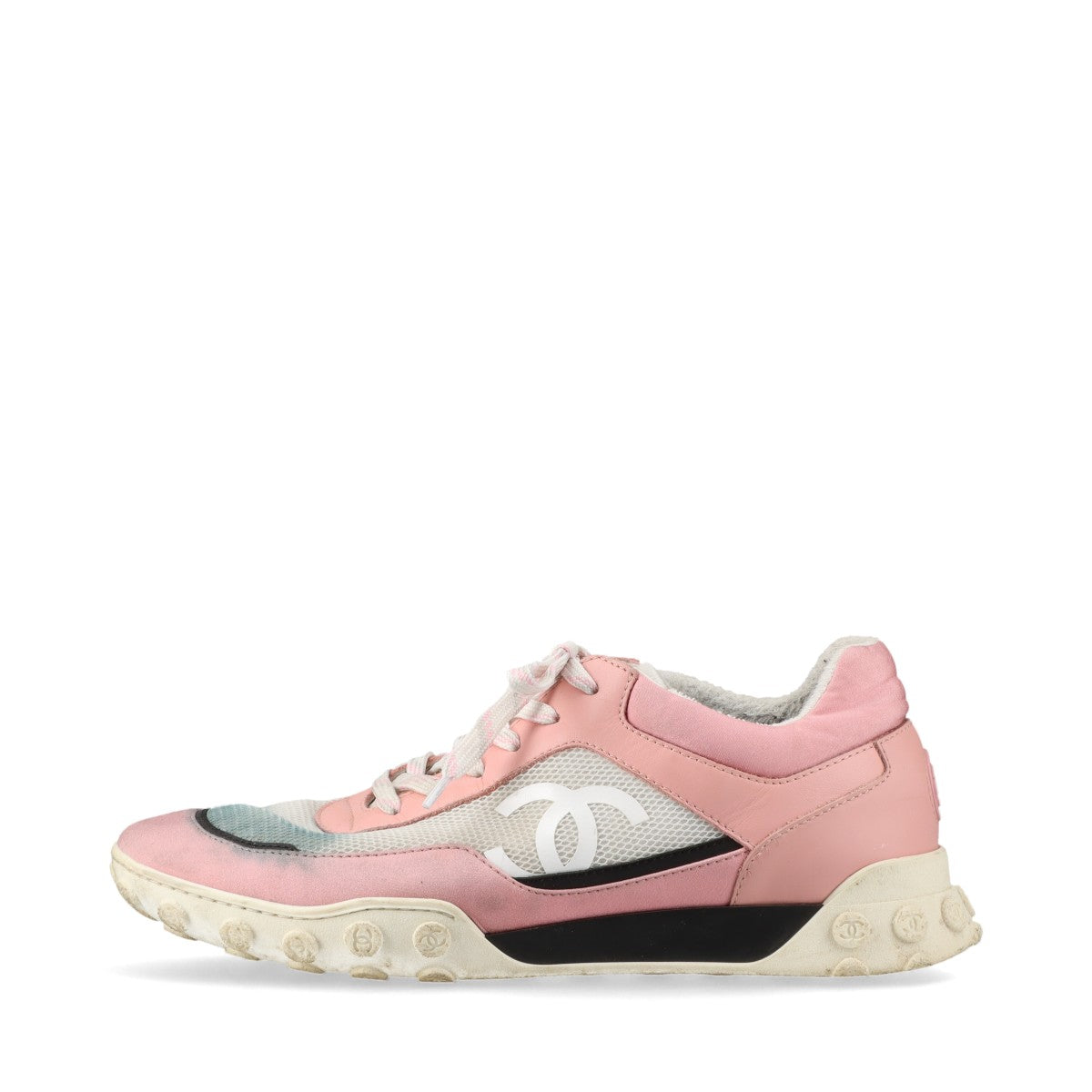 Chanel Coco Leather X Fabric Trainers EU40  White X Pink G34086 Mesh