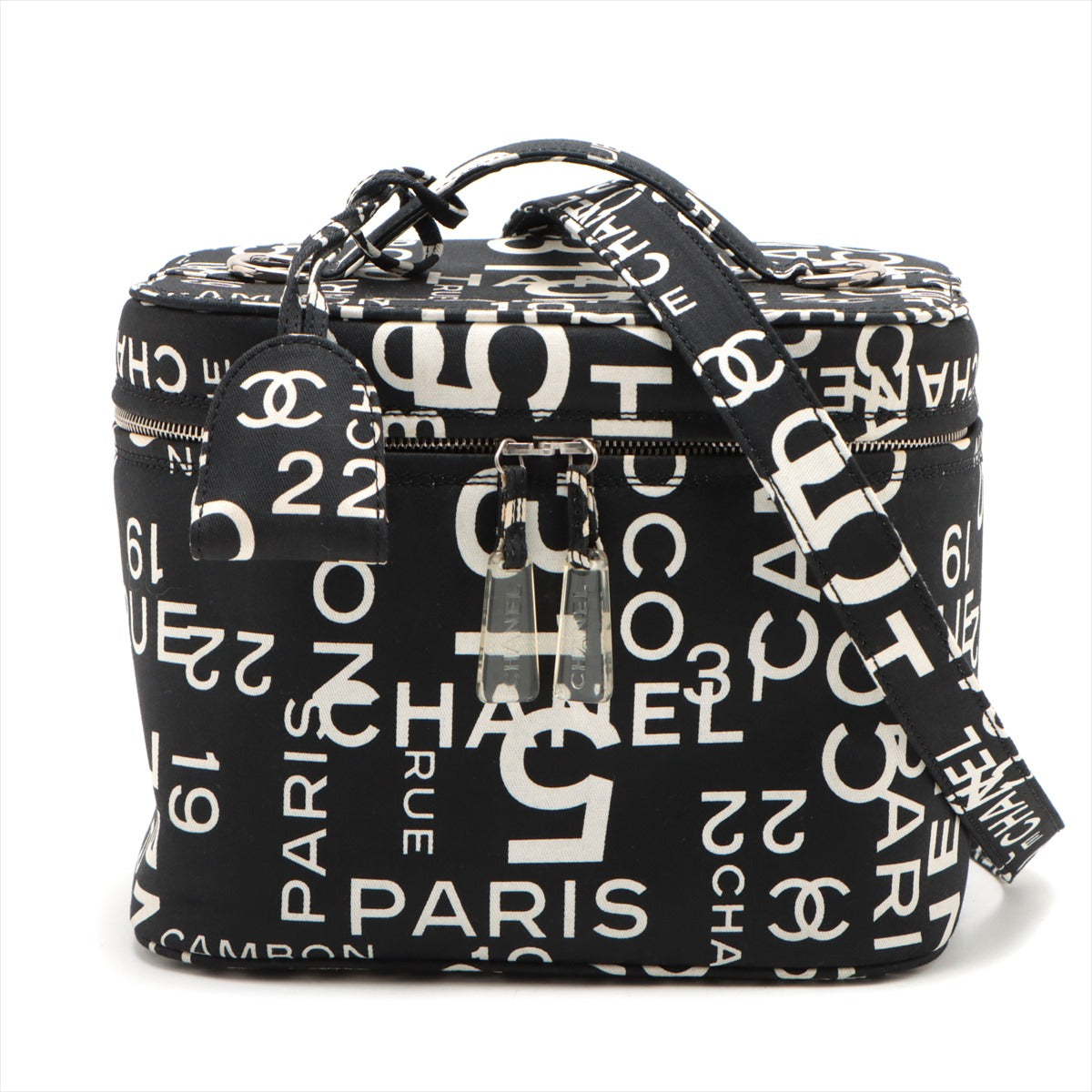 Chanel Basic Canvas Vanity Bag Black Silver G  7th