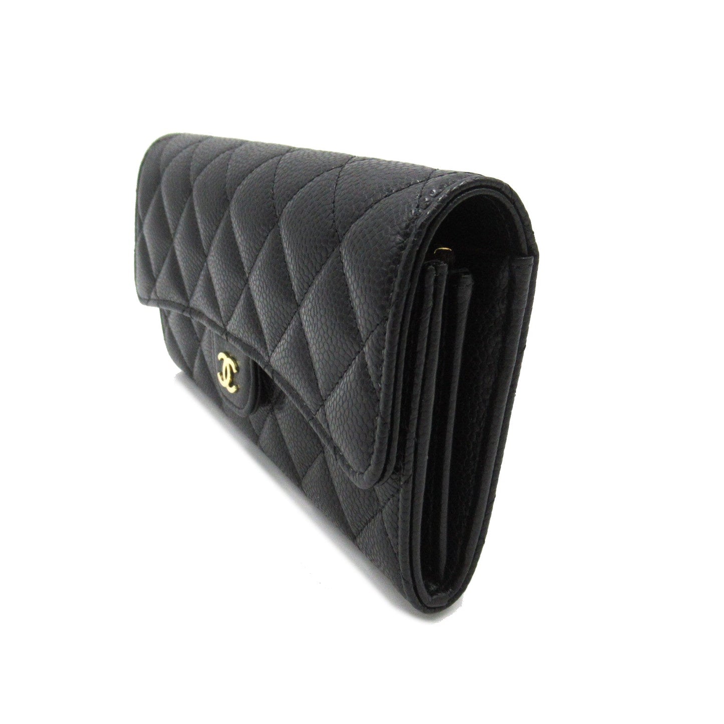 Chanel Zip Long Wallet Double Fold Wallet Caviar S  Black Box