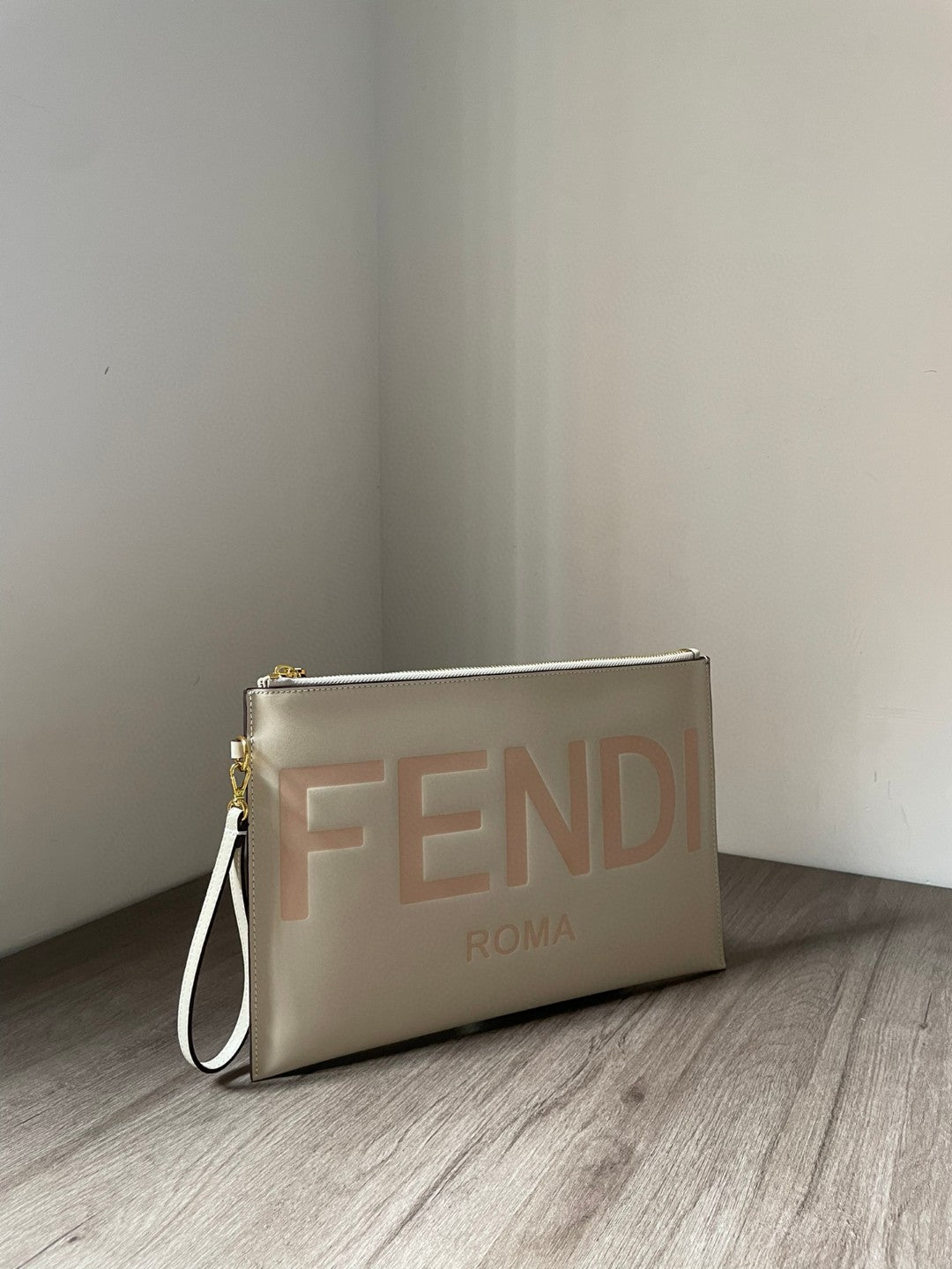 Fendi Flat Pouch White Large Pouch Bag