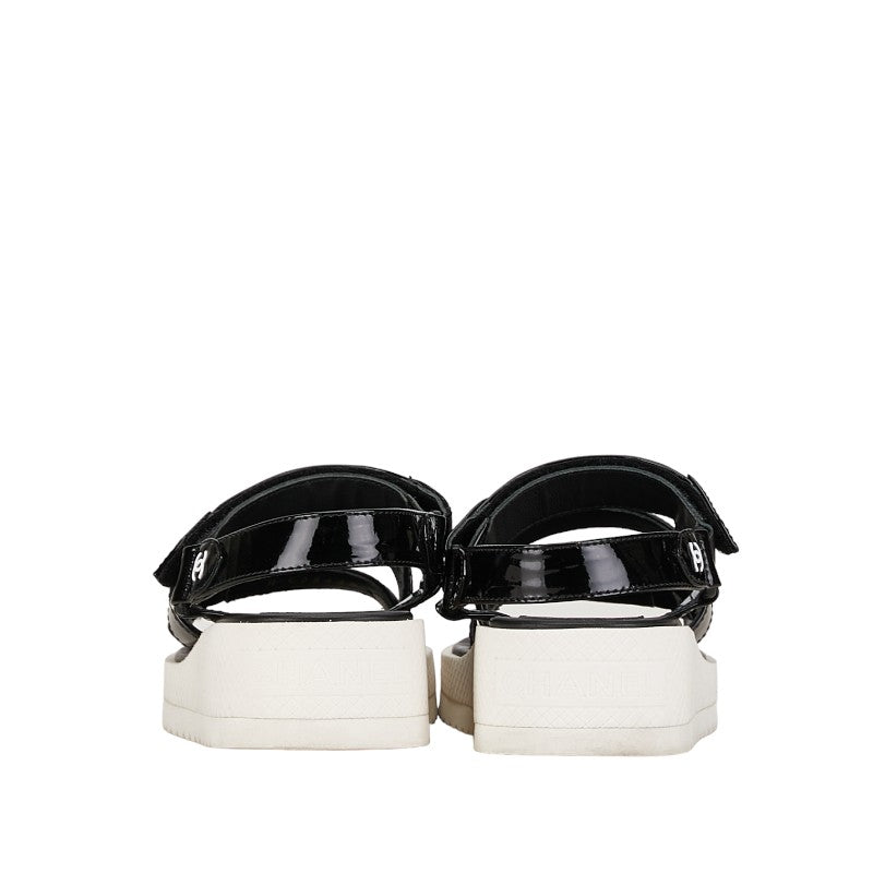 Chanel Coco Sandalss Size 36 Black White Leather Emmelie  CHANEL