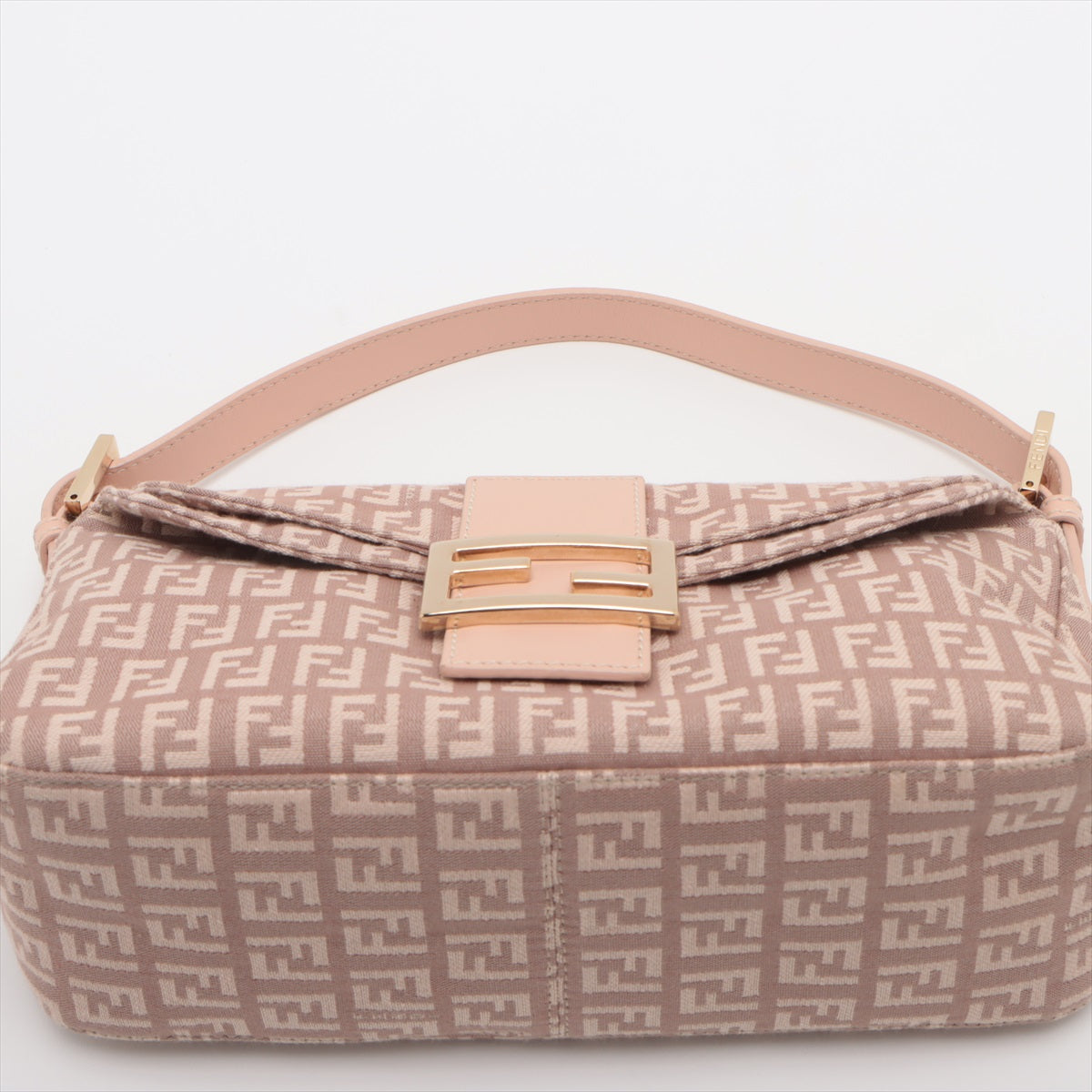 Fendi Zucca Mamma Bucket Canvas  Leather Shoulder Bag Pink 8BR003