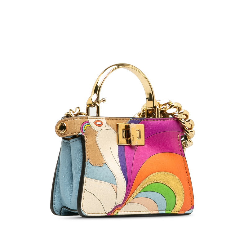 FENDI Peekaboo Nano Handbag 7AS088 Multicolor Calf Leather