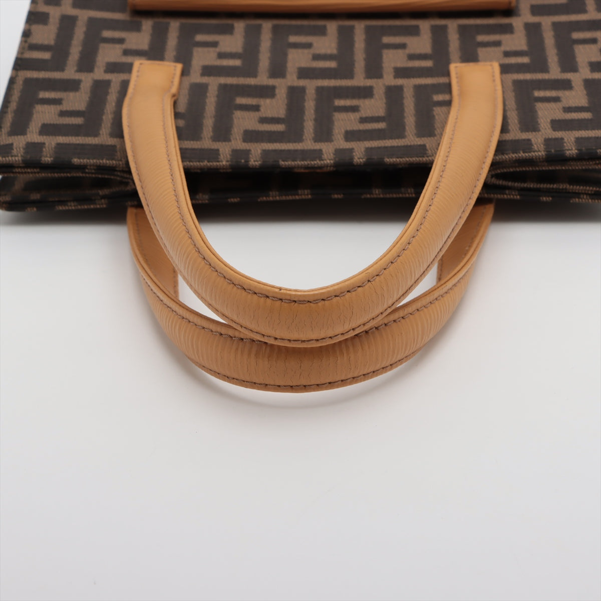 Fendi Zucca Canvas  Leather Handbag Brown × Yellow