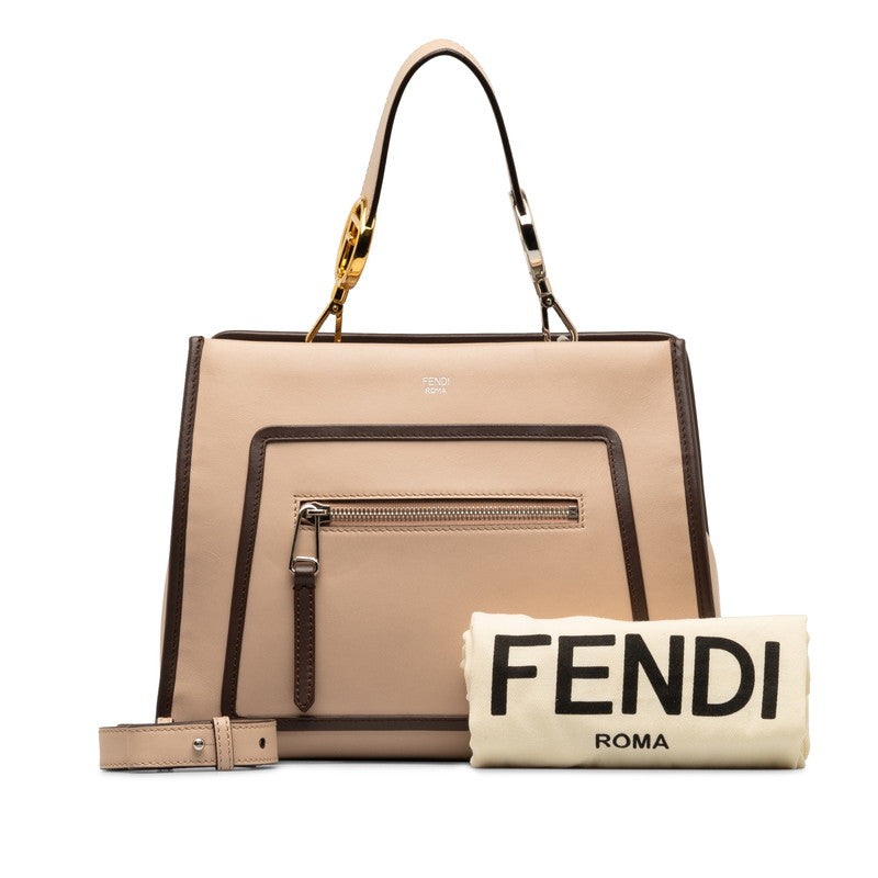 Fendi Ranaw Small Shoulder Bag 2WAY 8BH344 Pink Beige Leather  Fendi