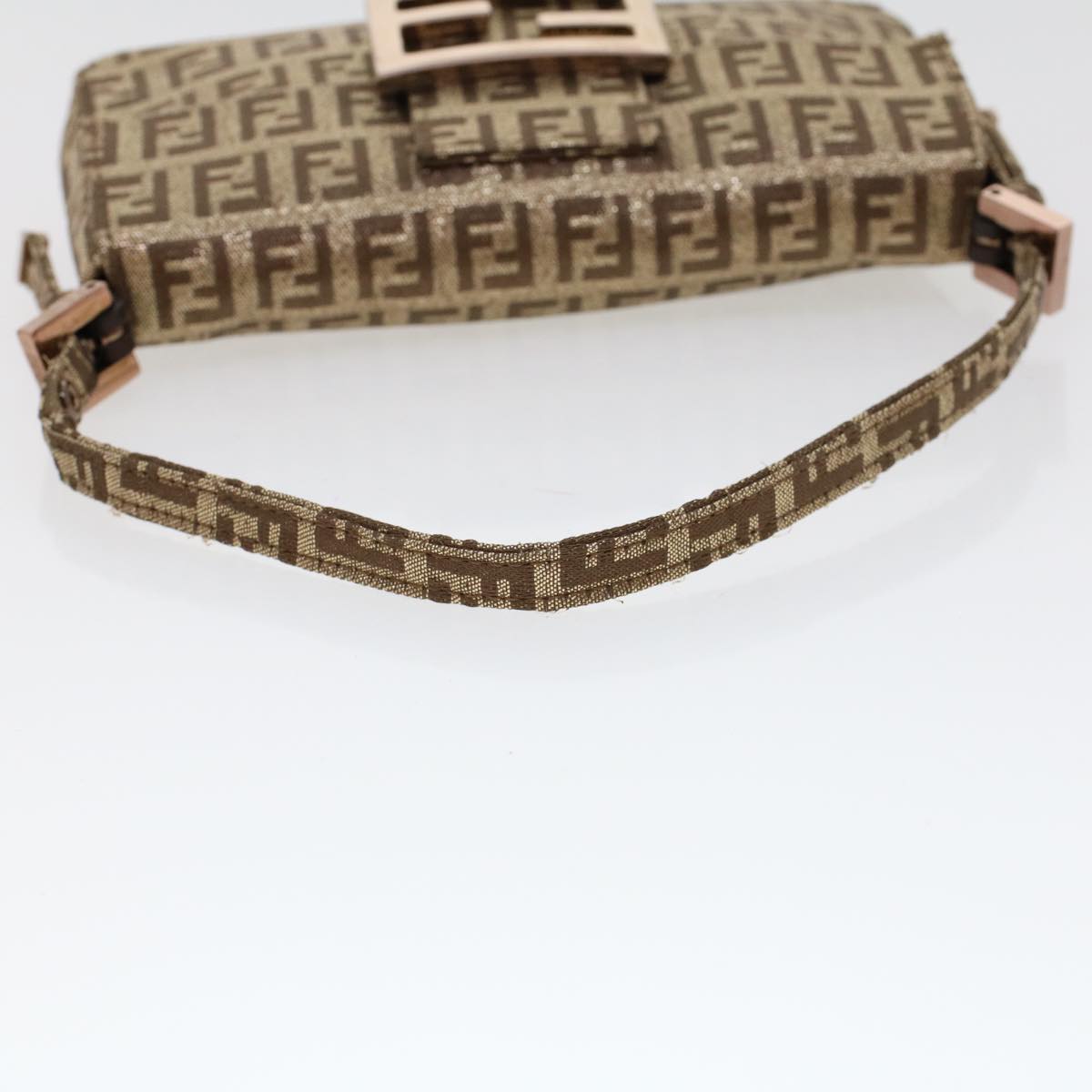 FENDI Zucchino Canvas Mini Mamma Baguette Pouch Gold Tone