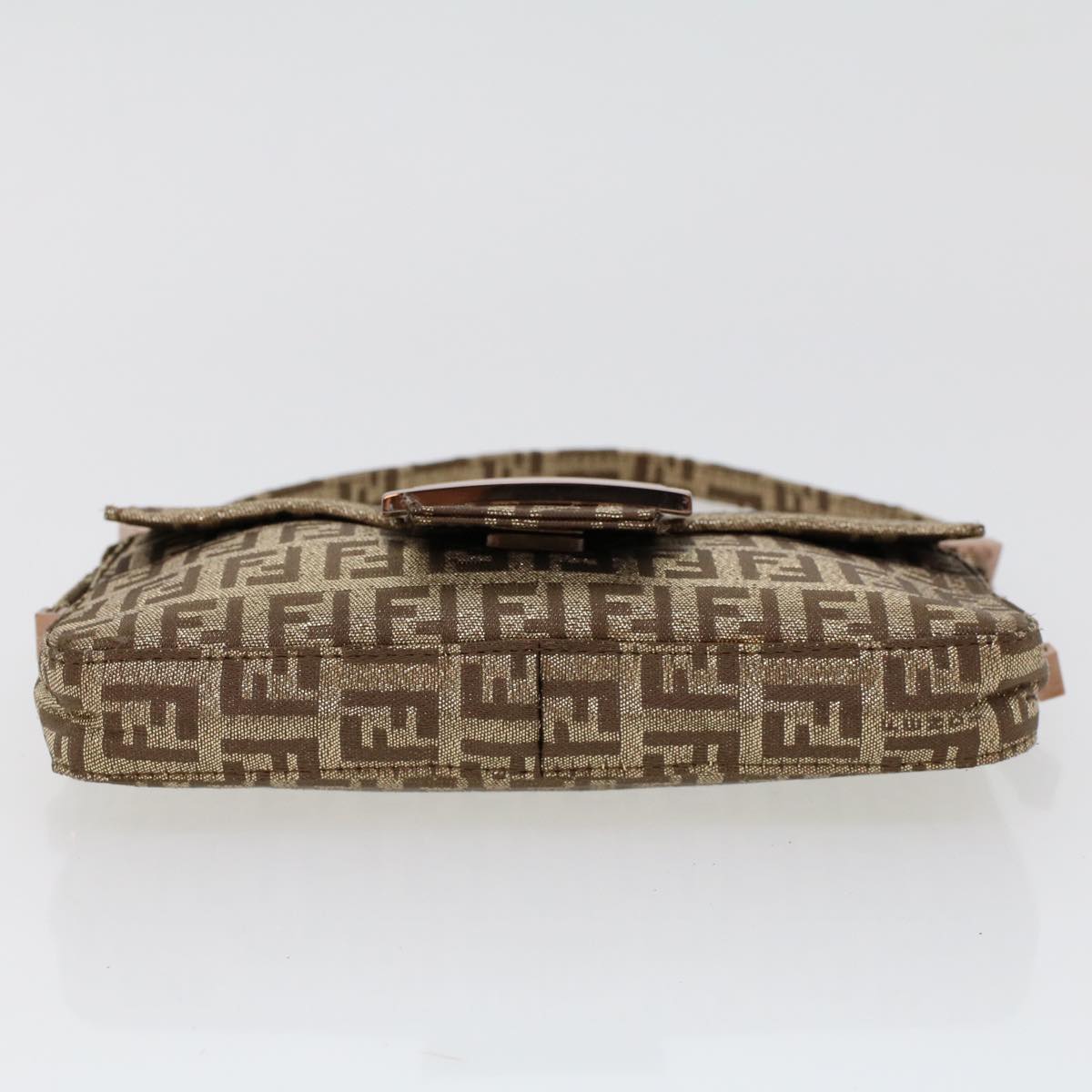 FENDI Zucchino Canvas Mini Mamma Baguette Pouch Gold Tone