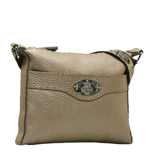 FENDI FENDI 8BT092 Shoulder Bag Leather Silver Brown Ladies Fendi