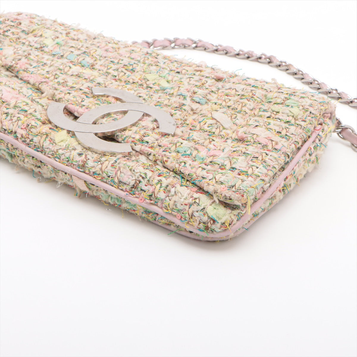 Chanel Coco Tweede Chain Shoulder Bag Multicolor Silver  9th