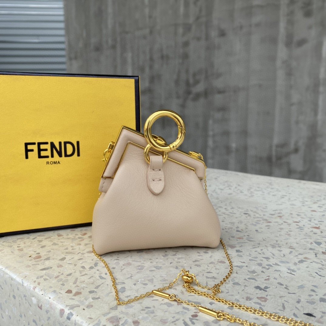 Fendi Nano Fendirst Charm Beige Bag For Woman 10cm/4in