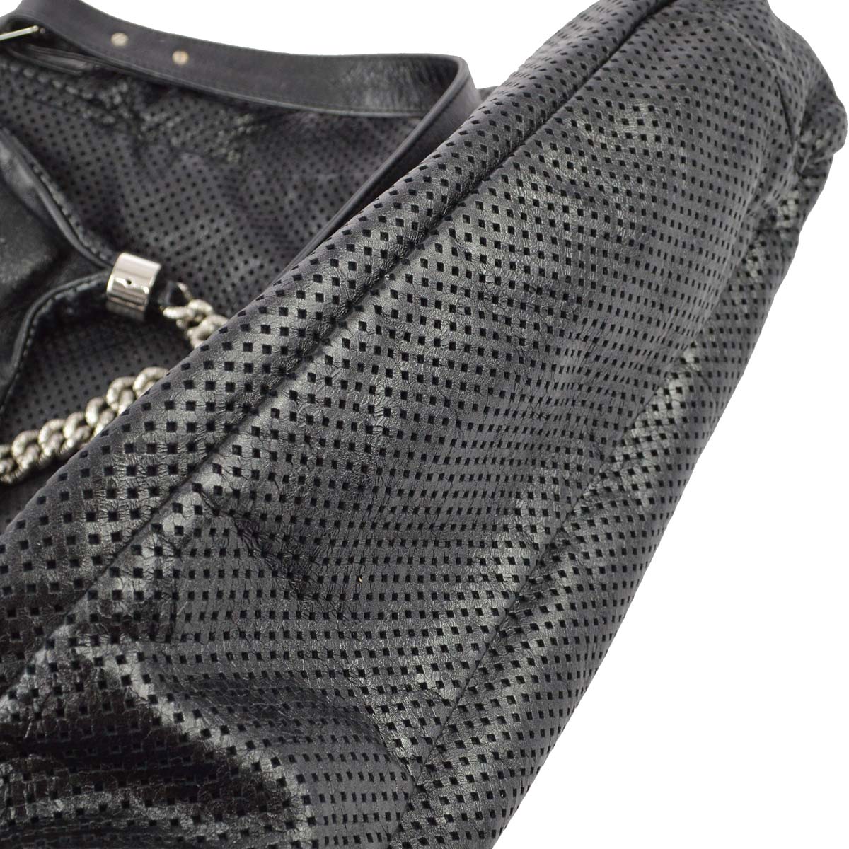 Chanel Black Perforated Lambskin 2way Shoulder Tote Bag