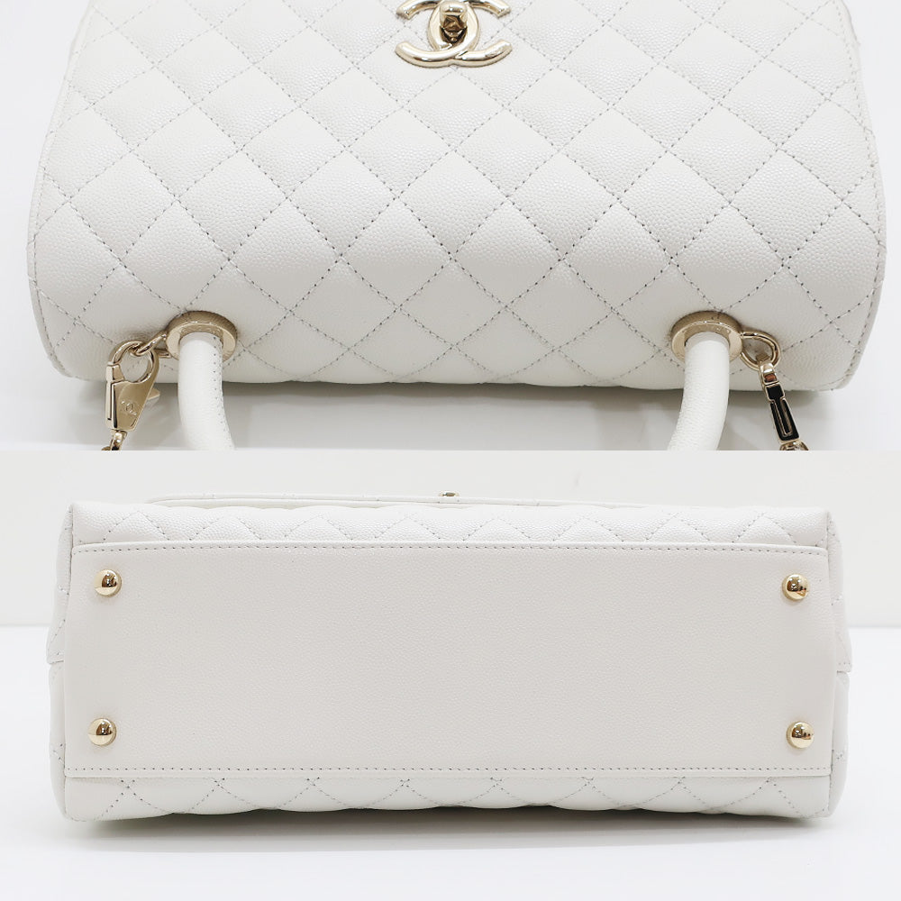 【Chanel】Chanel Coco Handle 28 Shoulder Bag Caviar S Handbag G  A92991 White White  【New】【Unused】