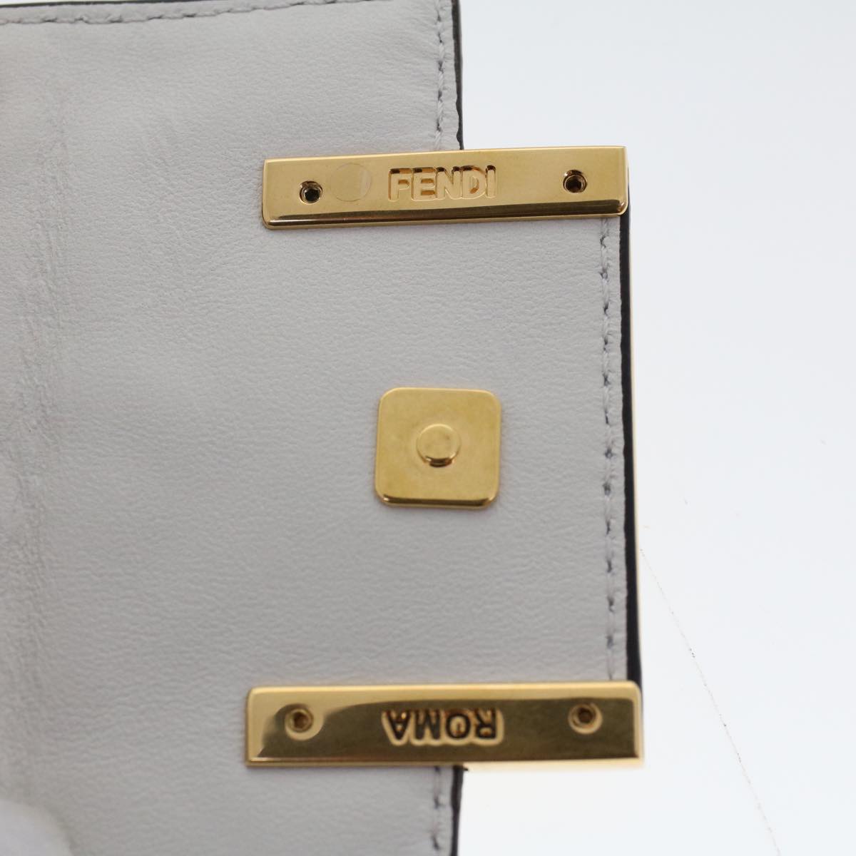 FENDI Zucca Canvas Nano Baguette Chain Shoulder Bag Leather White