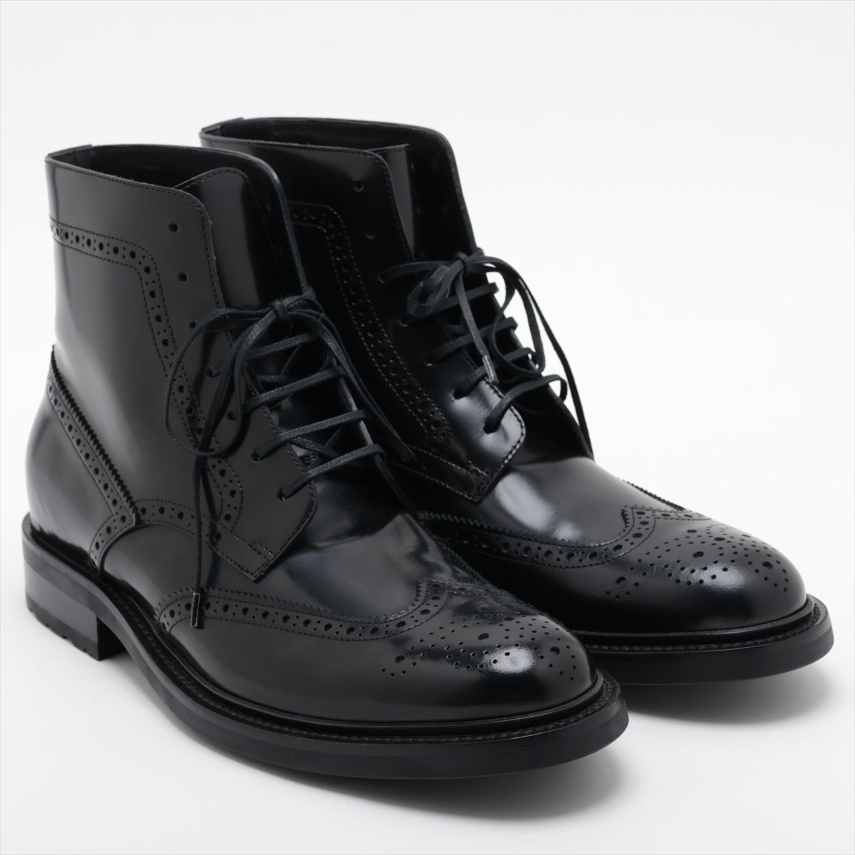 Saint Laurent  Leather Shoes 44 Men Black 584727 Wing Chip