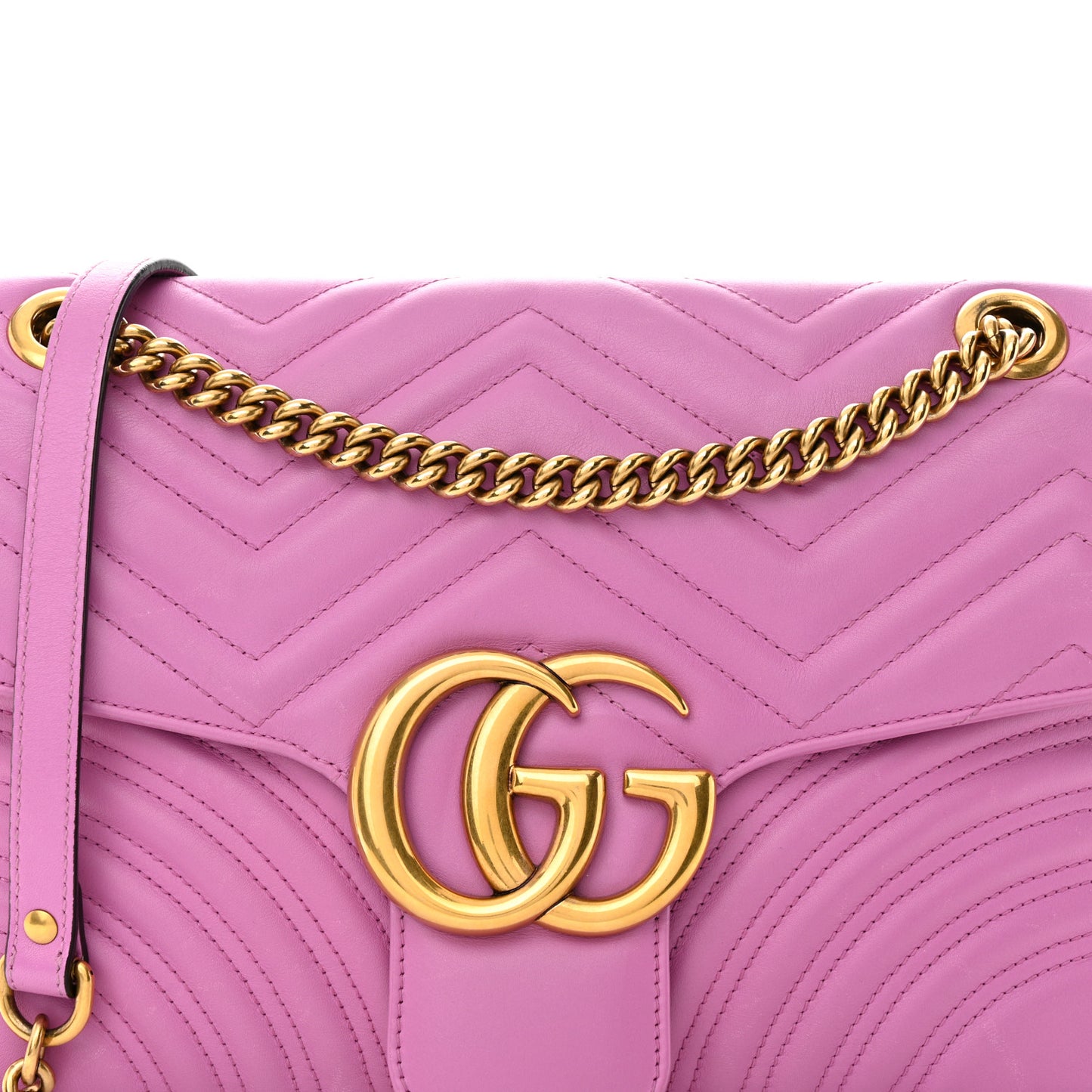 Gucci  Calfskin Matelasse Medium GG Marmont Shoulder Bag Candy Mousse