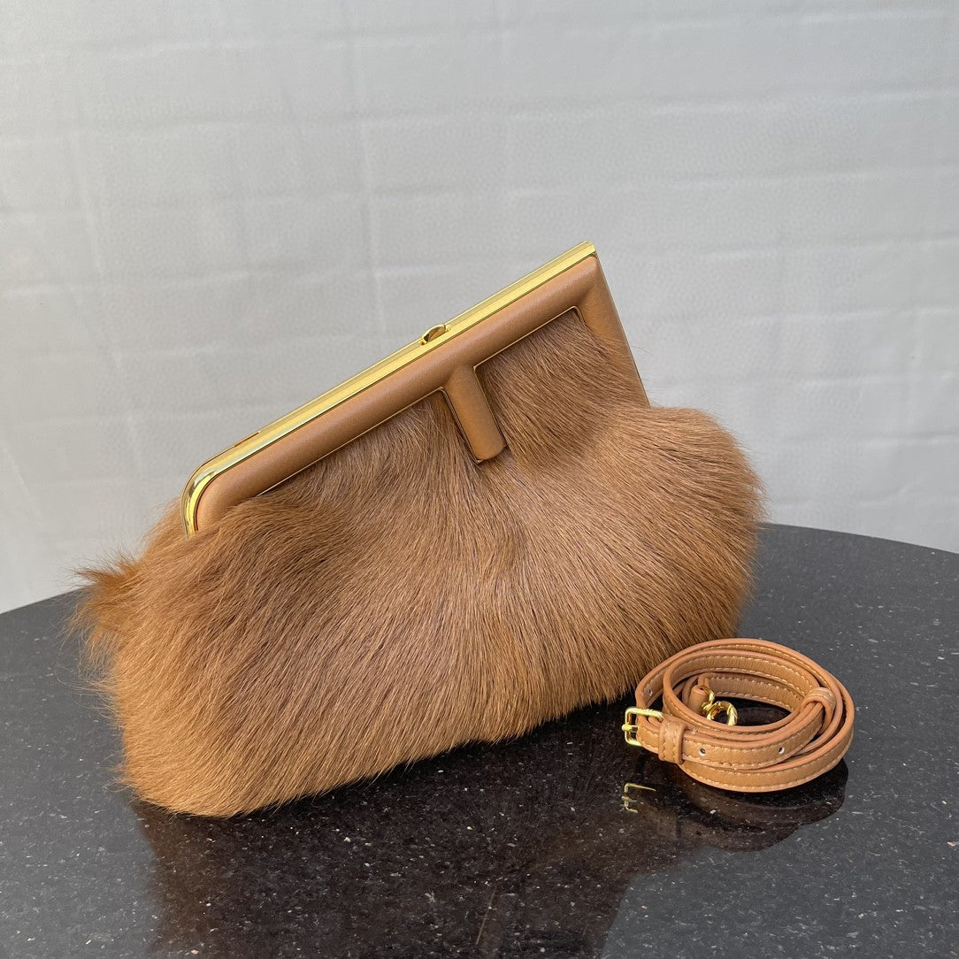 Fendi Fendirst Small Brown Fox Fur Bag For Woman 26cm/10in