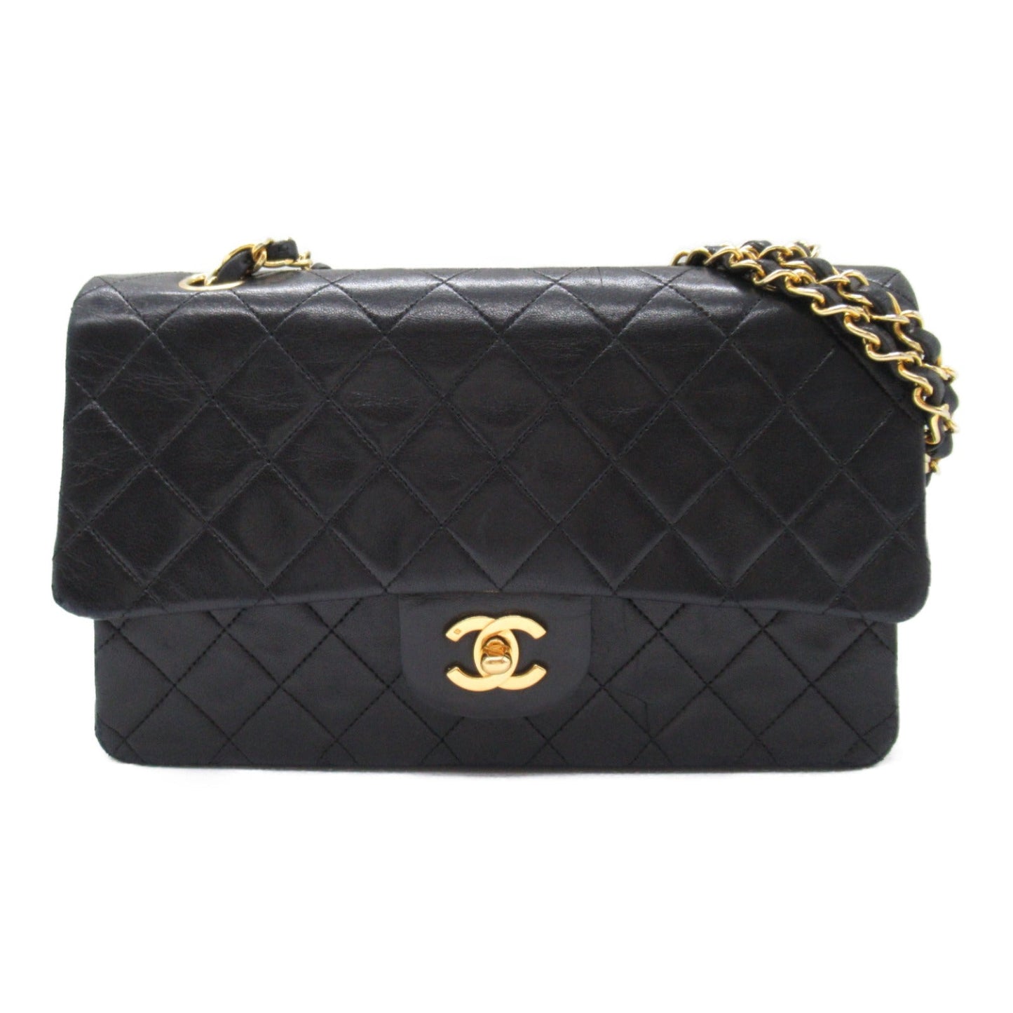 Chanel Double Flap Chain Shoulder Shoulder Bag  Black A01112