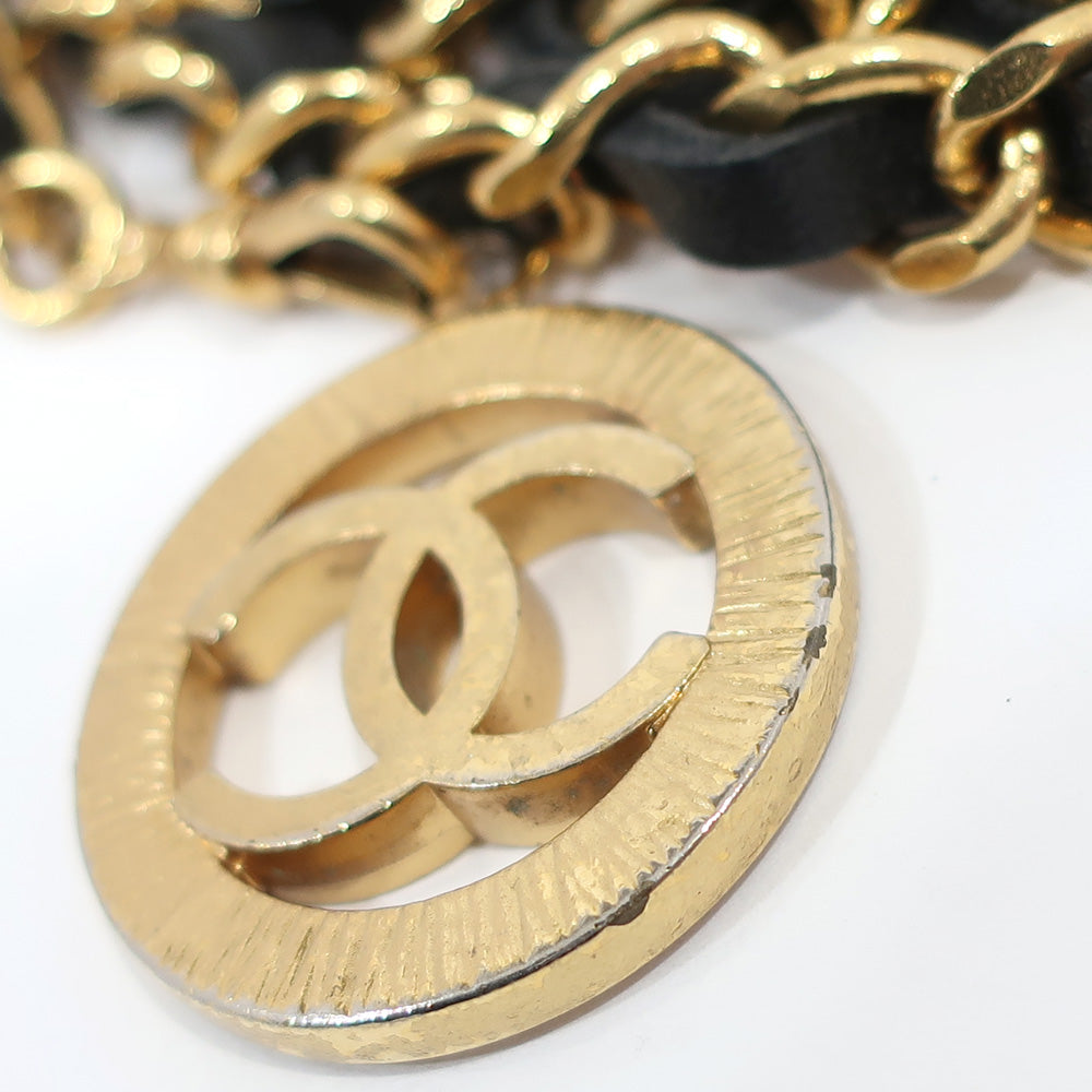 CHANEL 3  Chain Belt CC Mark Coin  Accessories Vintage 1984 approximately 930 cm approximately 207.0 g Black/Gen GP Gold  Women  Dress  Only