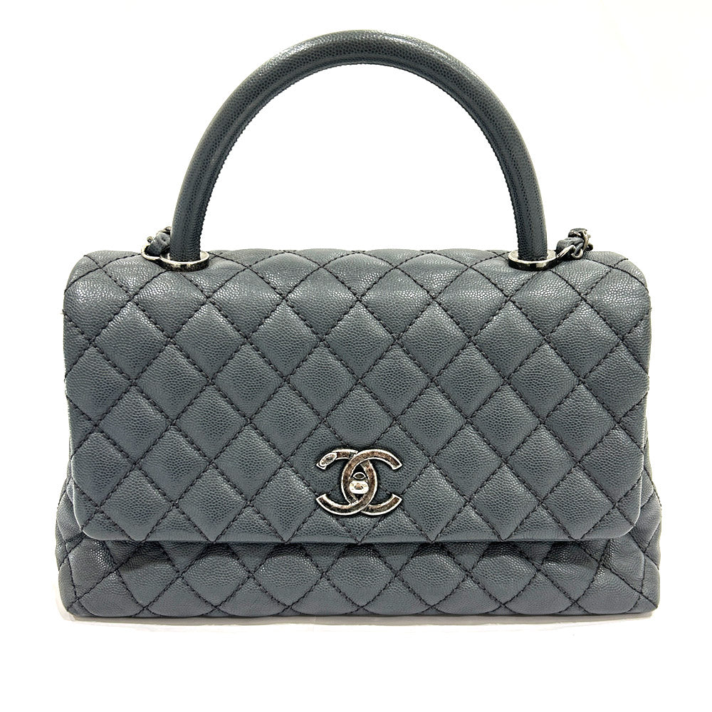 Chanel Coco Handler S 29 Grey Caviar Matrasse Vintage  2WAY Handbag Leather Shoulder