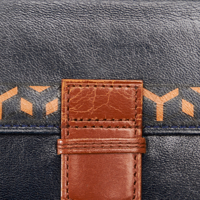 Saint Laurent Folded Wallet in Leather Navy Orange