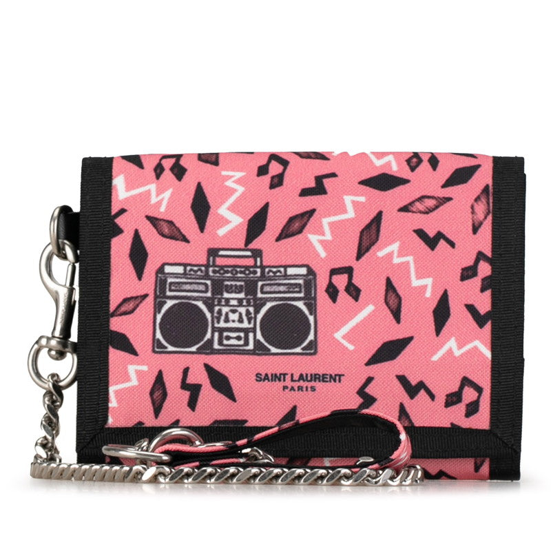 Saint Laurent Radio Three Fold Wallet 586279 Pink Black Nylon  Saint Laurent