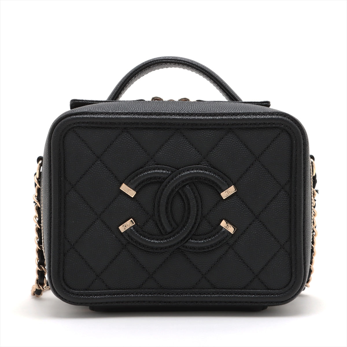 Chanel CC Filigree Caviar S 2WAY Shoulder Bag Black G  29th