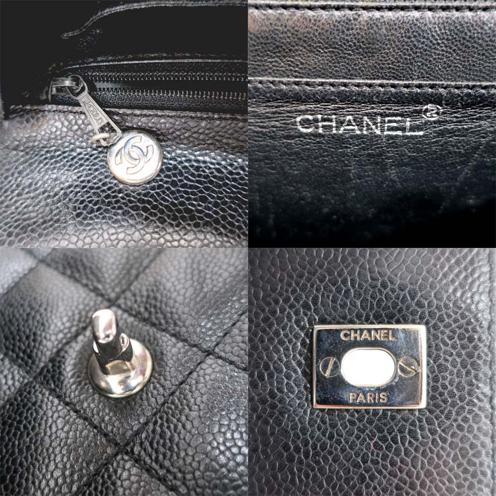 Chanel Handbag Top Handle Matrasse Leather Caviar S BK Black Silver G  SV Gold Tools Coco