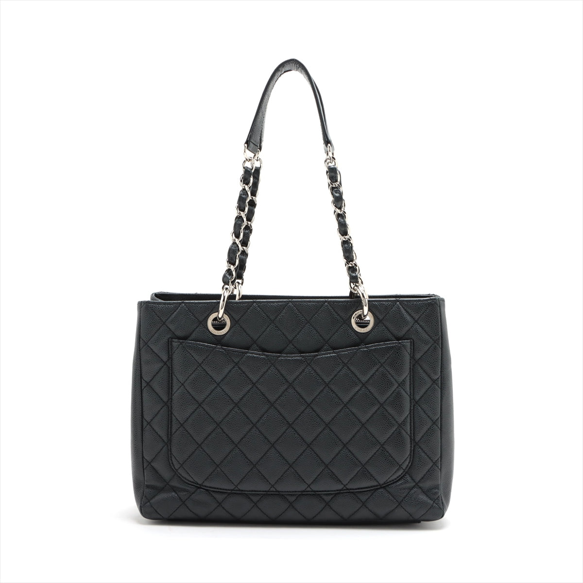 Chanel GST Caviar S Tote Top Bag Black Silver G