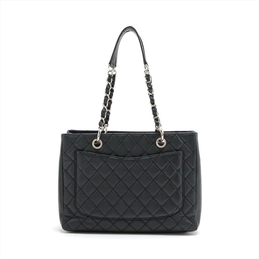 Chanel GST Caviar S Tote Top Bag Black Silver G