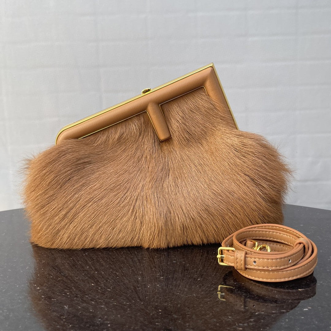 Fendi Fendirst Small Brown Fox Fur Bag For Woman 26cm/10in