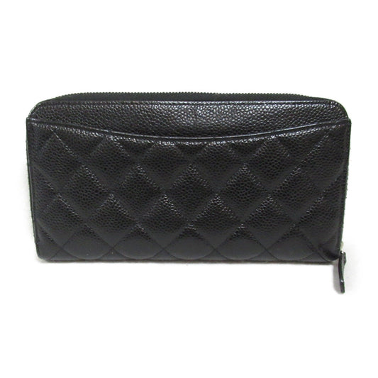 CHANEL Round Long Wallet Round Long Wallet Caviar S  Black Ladies