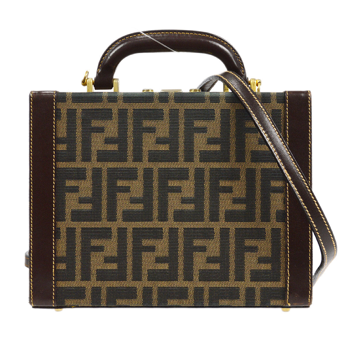 Fendi Zucca 2way Vanity Handbag Brown