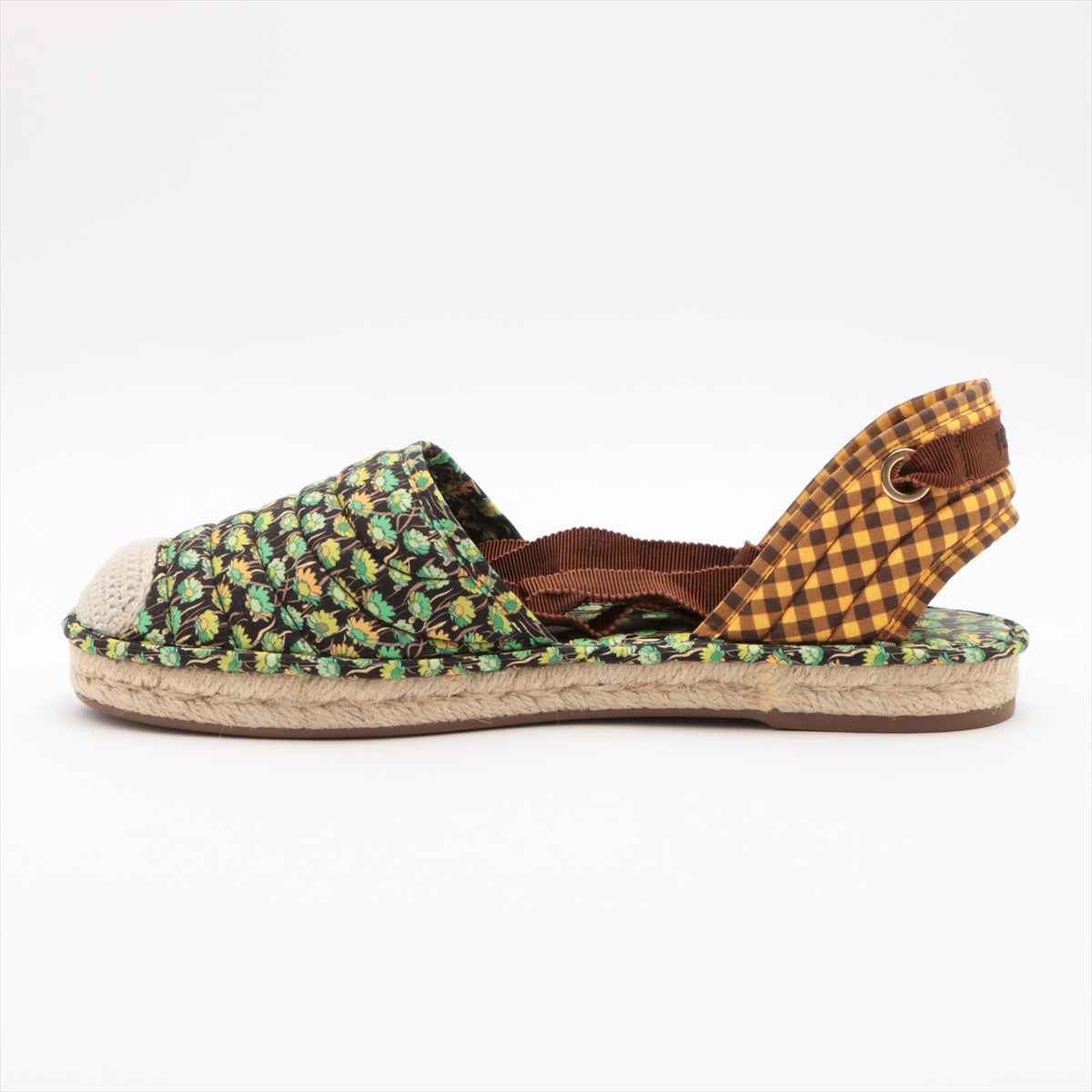 Fendi Fabric Sandal 38  Green  Yellow Espadrillum