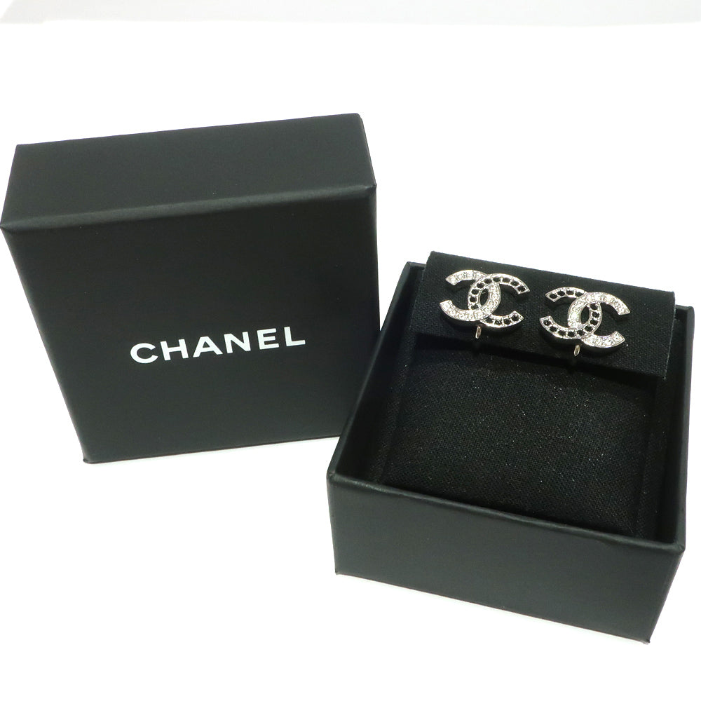 Chanel Earring Coco B22 Jewelry Accessories Silver Black   Box