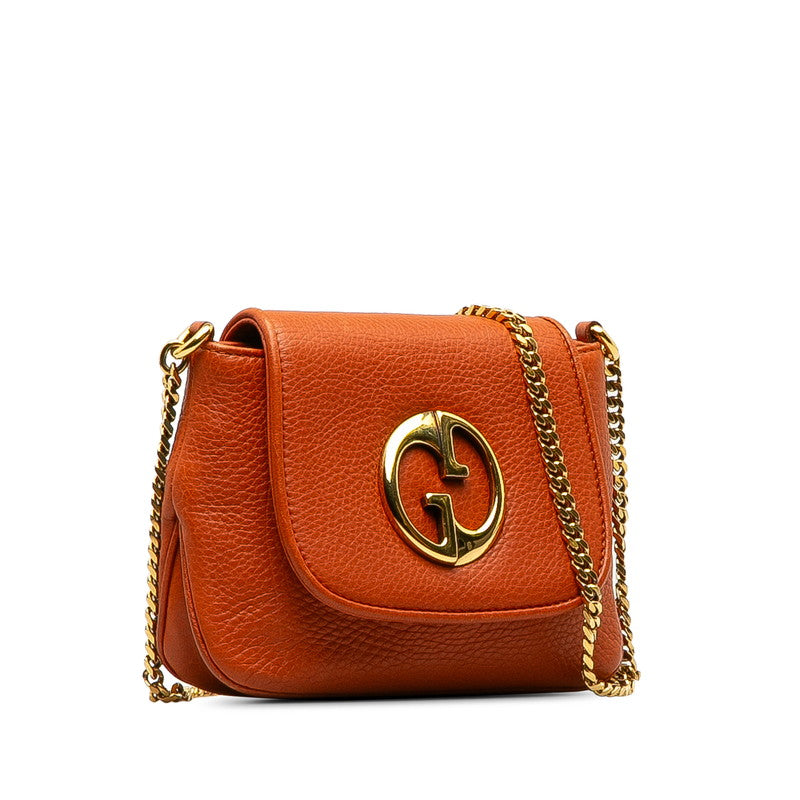 Gucci Double G 251821 Shoulder Bag Calf Leather Orange Vintage