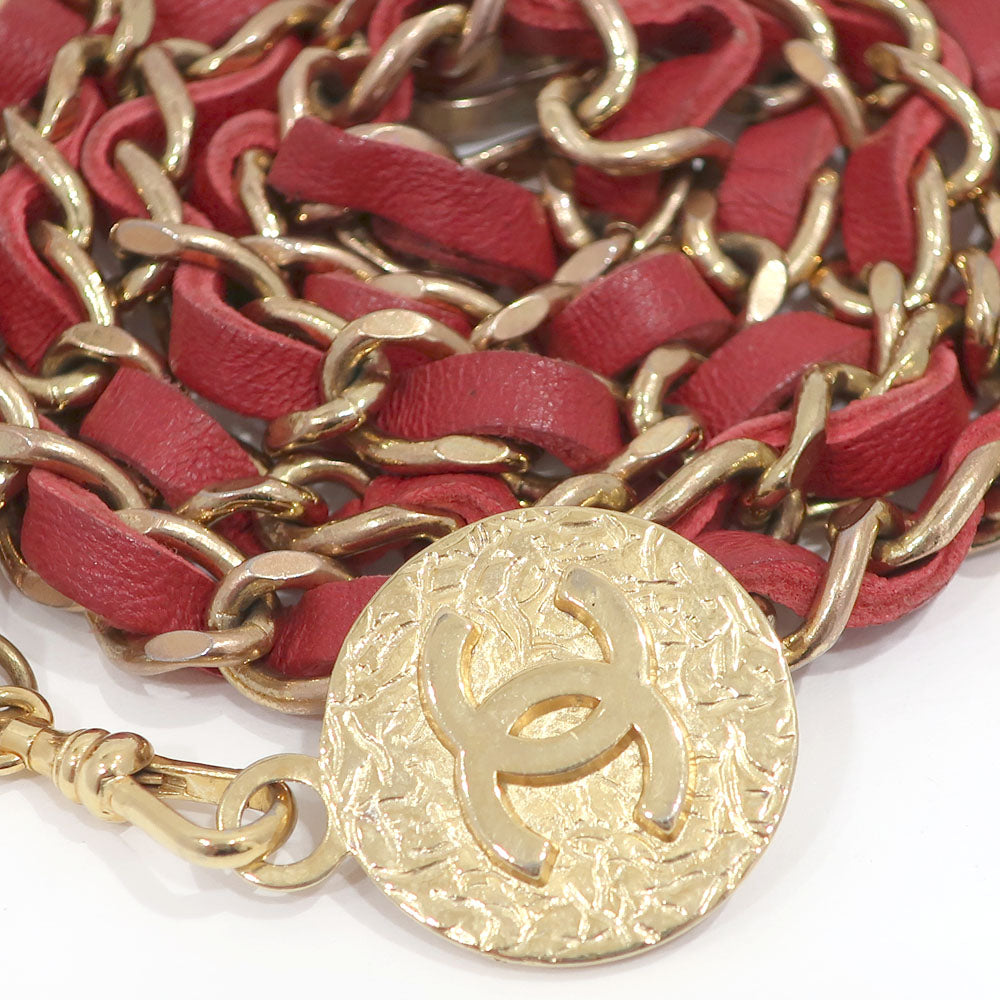 CHANEL Chain Belt CC Mark Coin  Accessories Vintage 1982 approximately 970 cm approximately 1156 g Red/Gen GP Gold  Women  Dress Little Other Console only