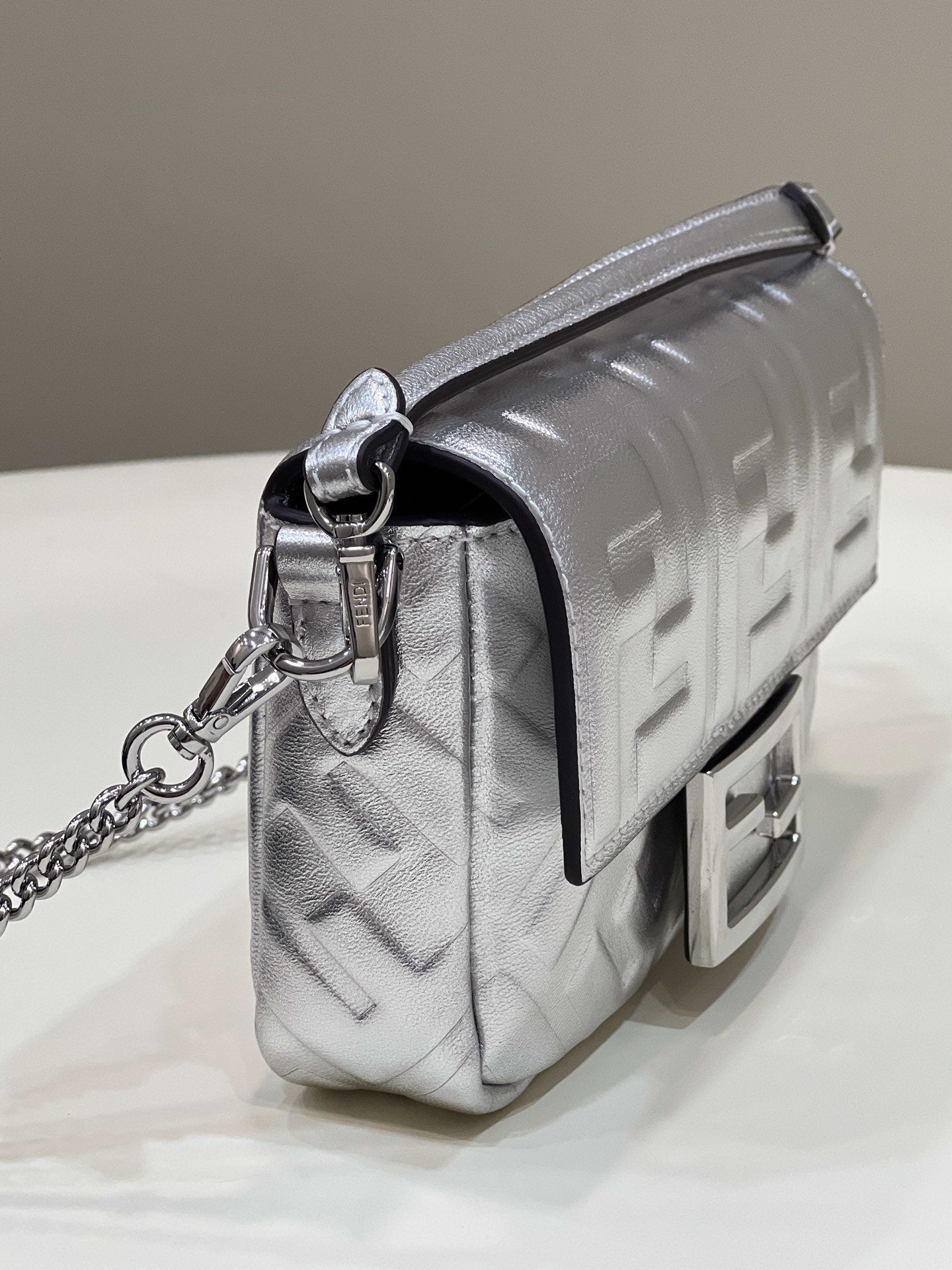 Fendi Baguette Silver Shoulder And Crossbody Bags