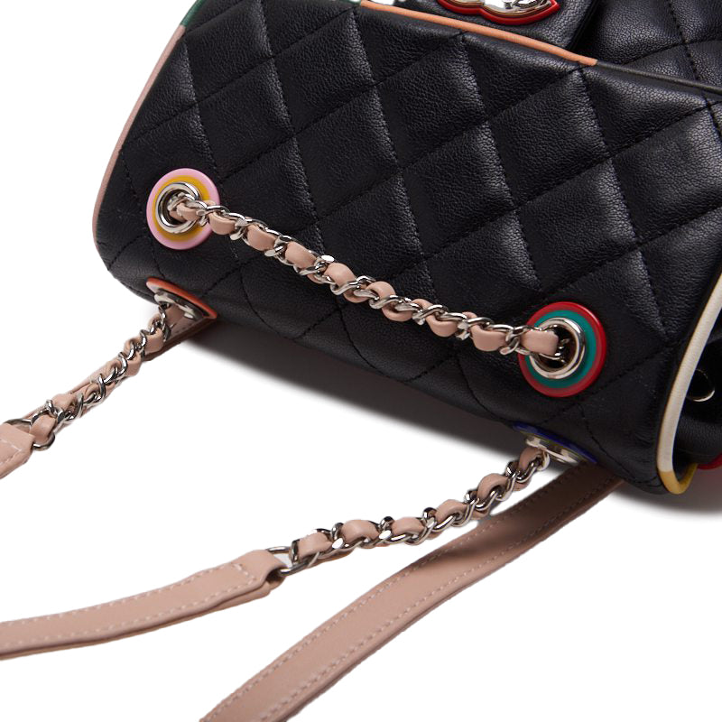 Chanel Matrasse Turn-Lock Chain Rucks Black X Multicolor (Silver G )  Bag Chain Rucks  Chain Rucks Hybrid 【 Delivery】 Netherlands Online